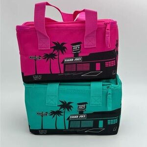 NEW Trader Joe's MINI Insulated Tote Bag Set of 2 - 1 Pink & 1 Teal